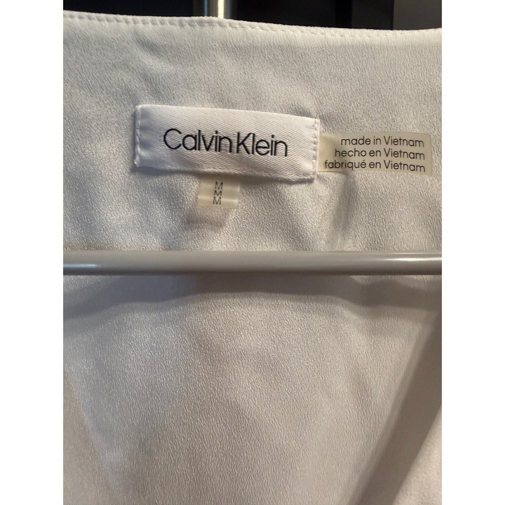 Calvin Klein Womens White V-Neck Bell Sleeve Blouse Top Medium M - Picture 5 of 7